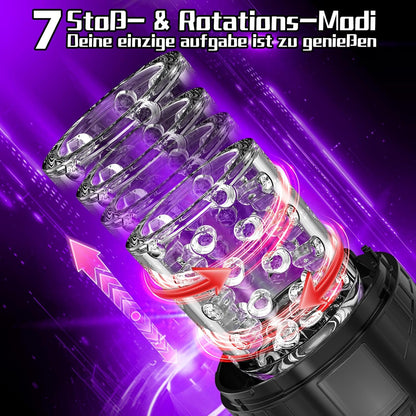 3 IN 1 Elektrischer Masturbator Stroker Blowjob mit 7 Teleskopfunktion und Rotationsmodi