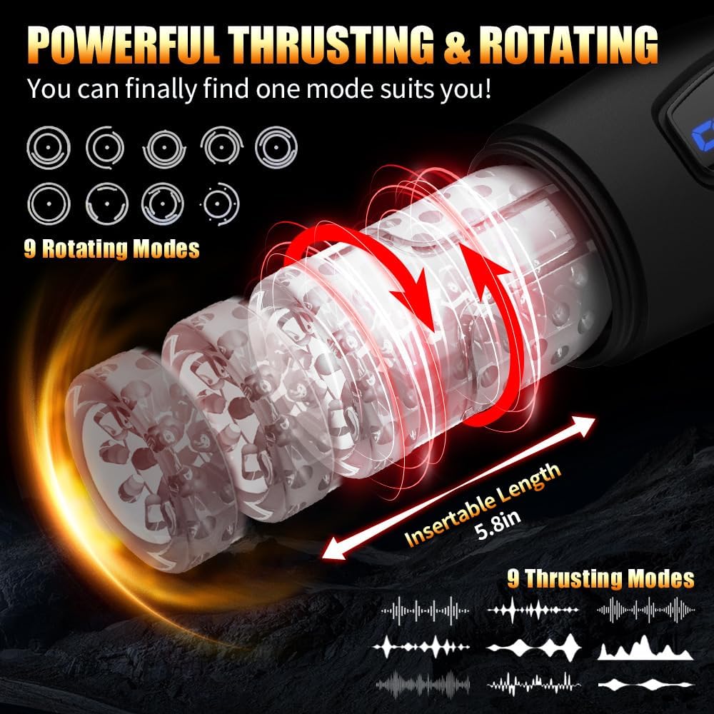Elektrischer Masturbatoren Eichel Trainer Blowjob mit 9 Rotationsmodi & Teleskopmodi