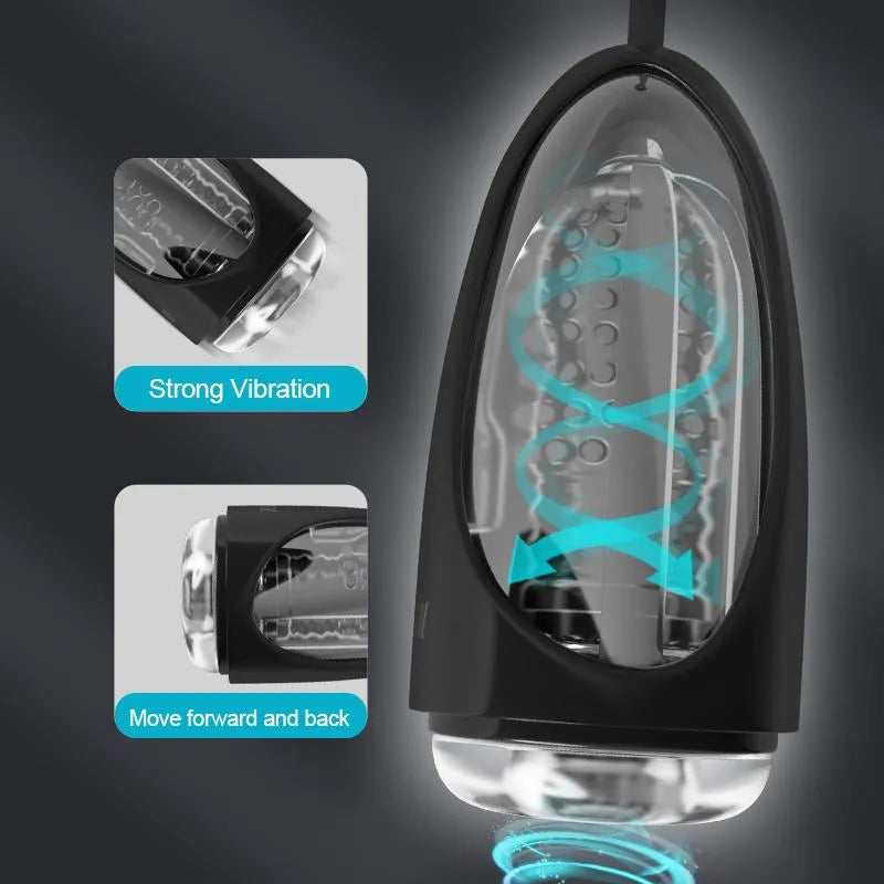 Schwarzer Kolben Elektrischer Masturbatoren mit Starken Saug & Vibrationsmodi