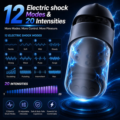 Elektrostimulation Masturbieren Penis Trainer mit 12 Elektroschocker Modi und 20 Intensität