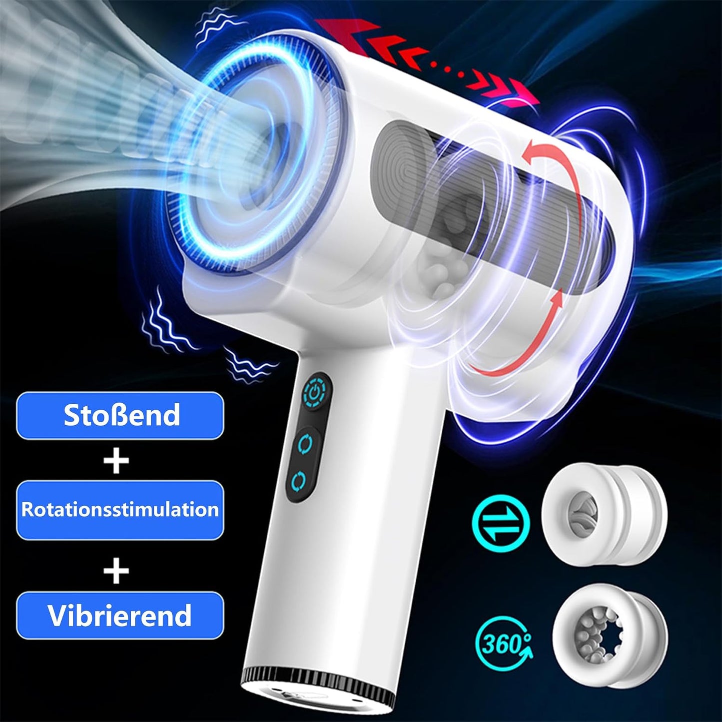 Handsfree elektrische masturbatorbeker met 7 vibratiemodi en 5 telescopische rotatiemodi 