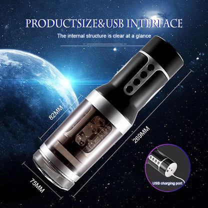 Elektrischer Masturbator Penistrainer mit 7 Teleskopfunktion & Rotationsfunktion