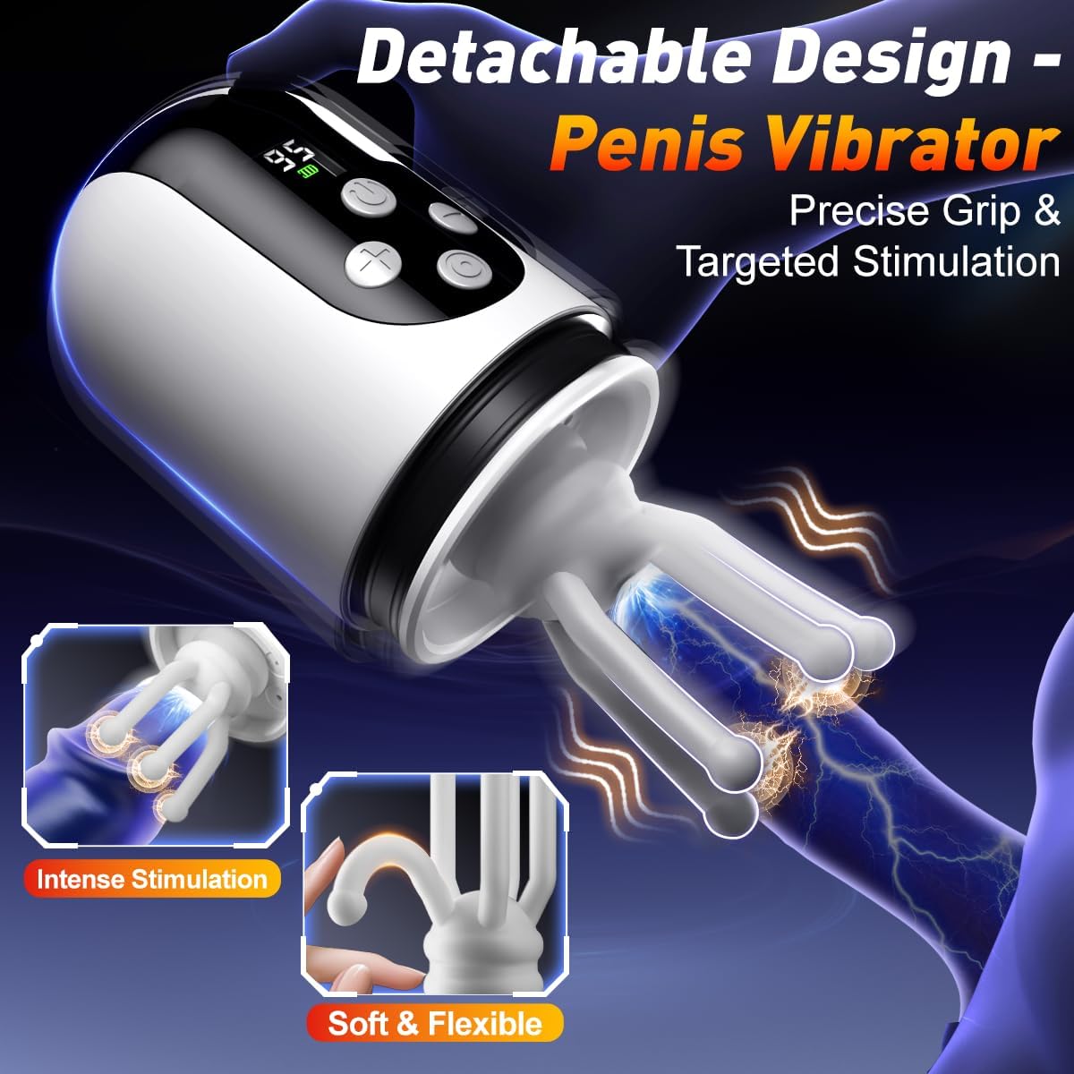 3 IN 1 Penisvergrößerer Penispumpe Masturbator Eicheltrainer mit 5 Saug & 9 Vibrationsmodi