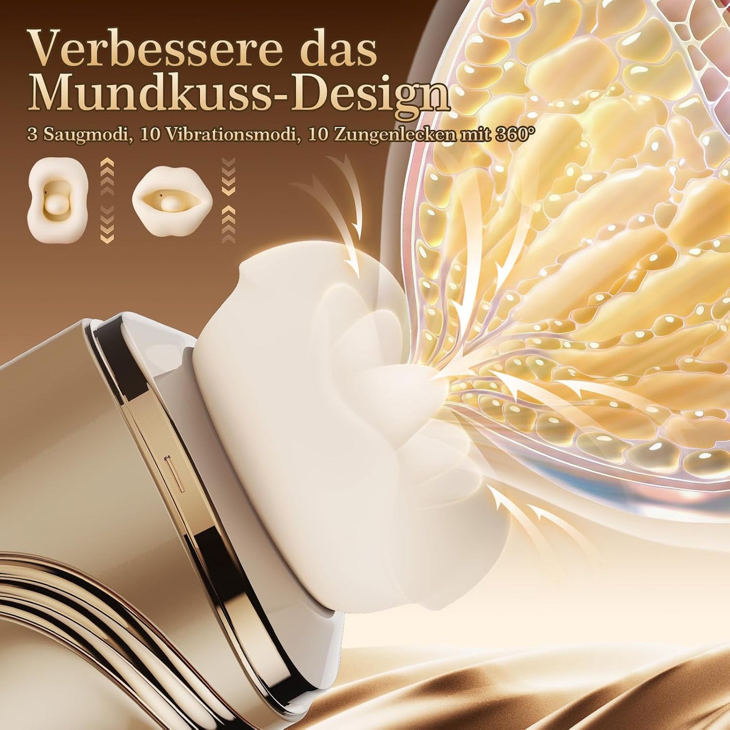 42°C Heizfunktion Klitoris Vibrator mit 10 Zungenlecken 10 Vibrationsmodi 3 Saugmodi