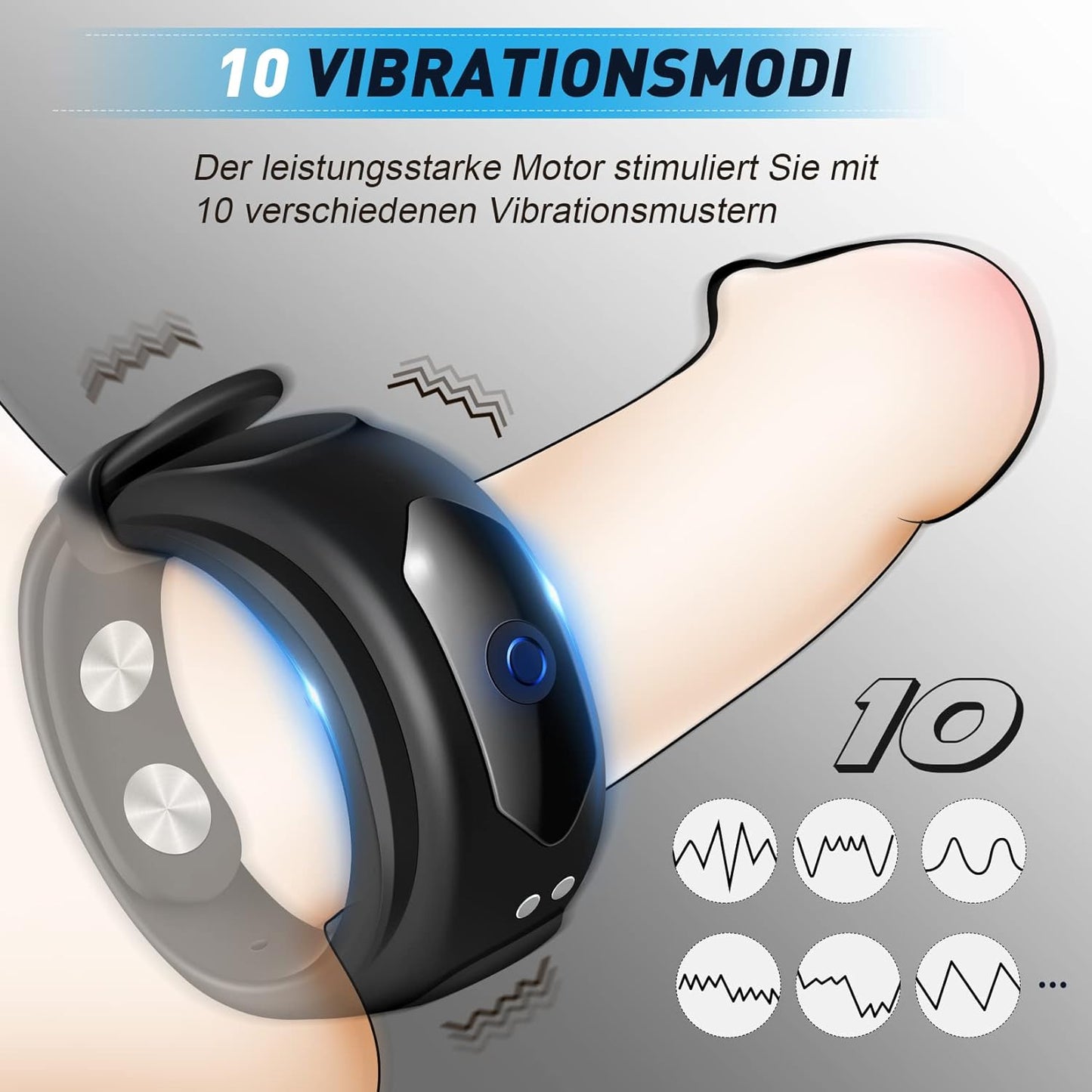 Cockringvibrator in 4 maten met 10 krachtige vibratiestanden 