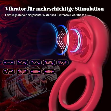 Penisring Vibrator Klitoris Stimulator mit 9 Intensive Vibrationen