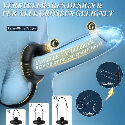3 IN 1 Penisring Prostatamassagegerät Analvibrator Stimulator mit 10 Vibrationsmodi