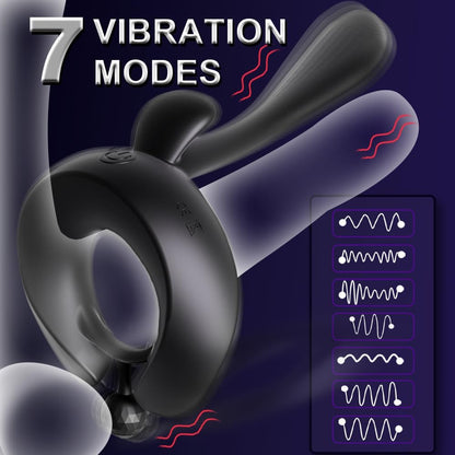 3 IN 1 Penisring Vibrator Massagegerät mit 7 Leistungsstarken Vibrationsmodi