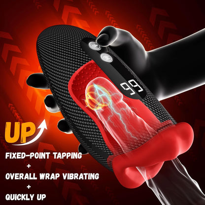 6 in 1 Masturbatoren Penistrainer Eichelvibrator mit 9x9 Klopfen-Lecken-Vibration