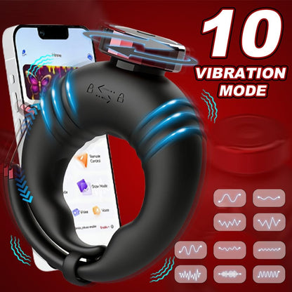 Anpassbarer Offener Penis Trainer Vibrator Cock Ring mit 10 Vibrationsmodi