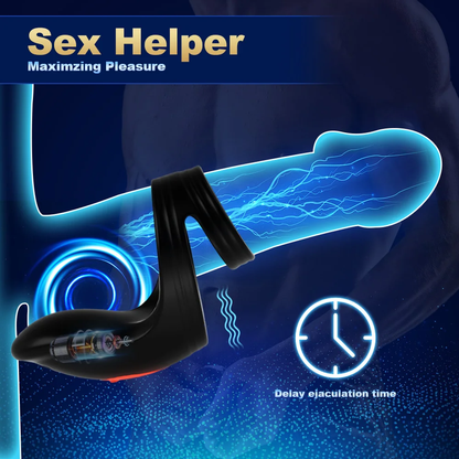Doppelte Stimulation Penis Trainer Vibrator Cockring mit 10 Kraftvolle Vibrationen