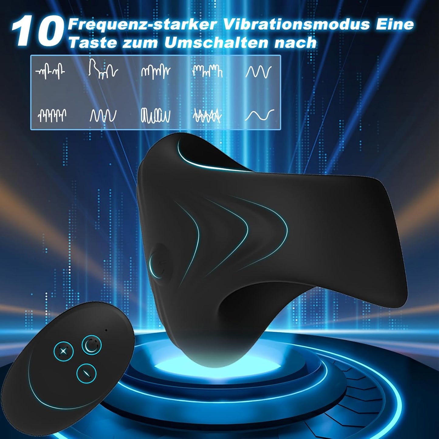 Elektrische Eicheltrainer Penisring Masturbator mit 10 Verschiedene Vibrationsmodi