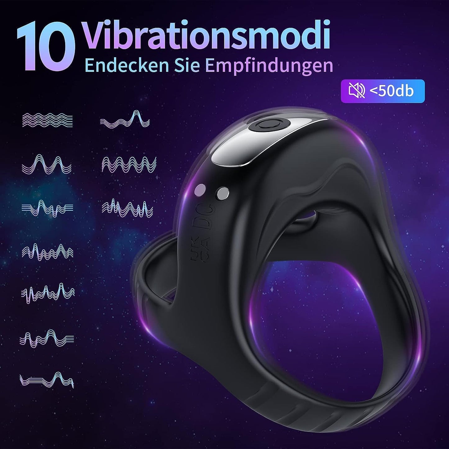 Vibrerende cockring siliconen dubbele cockringen vibrator met 9 vibratiestanden 