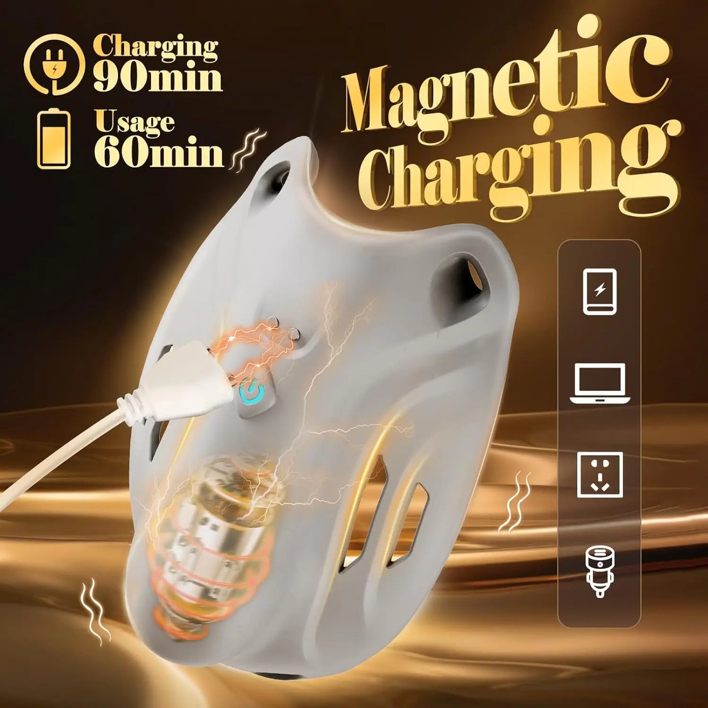 Tragbarer Peniskäfig Keuschheitsgürtel BDSM-Schutz Hodentrainer mit 9 Vibrationsmodi