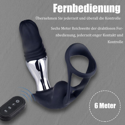 E-stim Penisring Analvibratoren mit 10 Vibration & Teleskopisch & 6 Elektroshockmodi