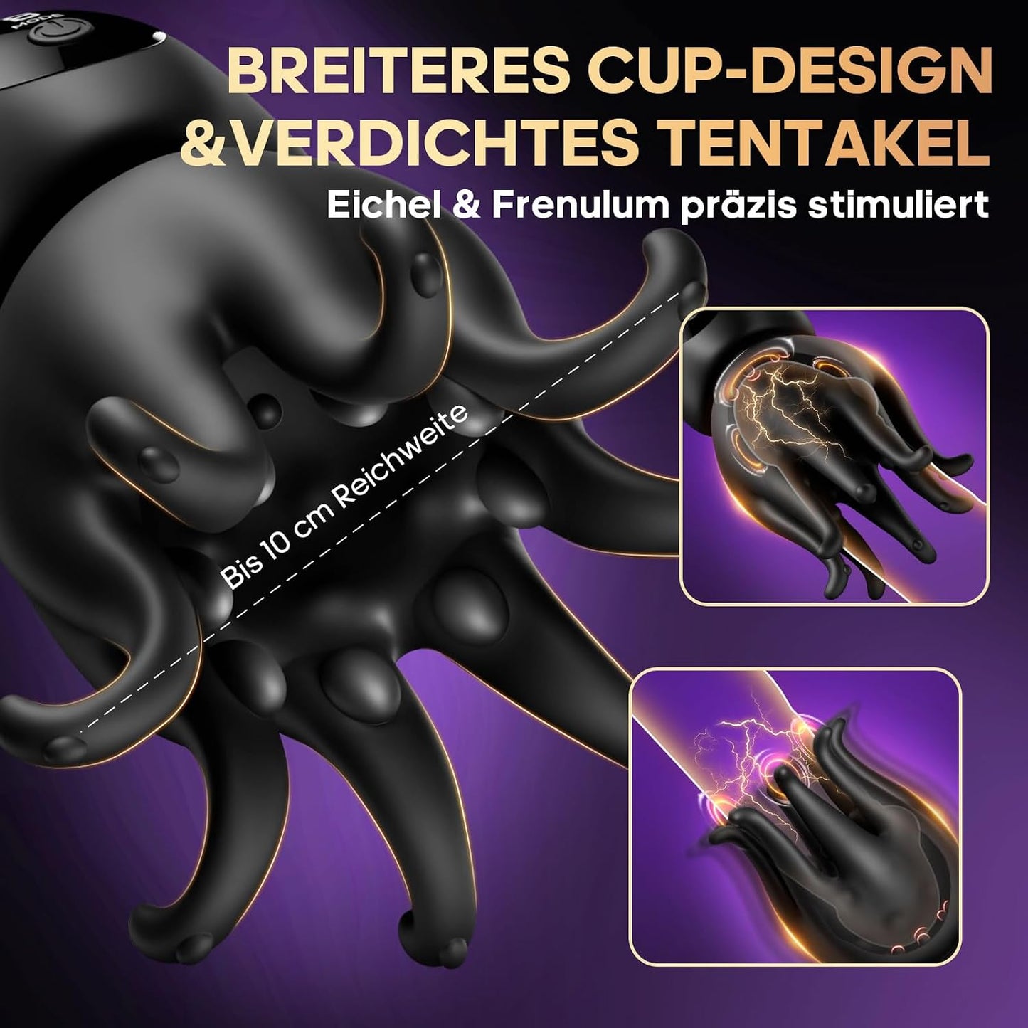 LED Display Eichel Stimulator Penistrainer Vibrator Tentakel-Masturbator mit 9 Vibration