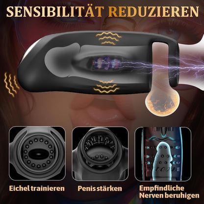 4 IN 1 Elektrische Penistrainer Eichel Stimulator Masturbatoren mit 9 Vibrationsmodi
