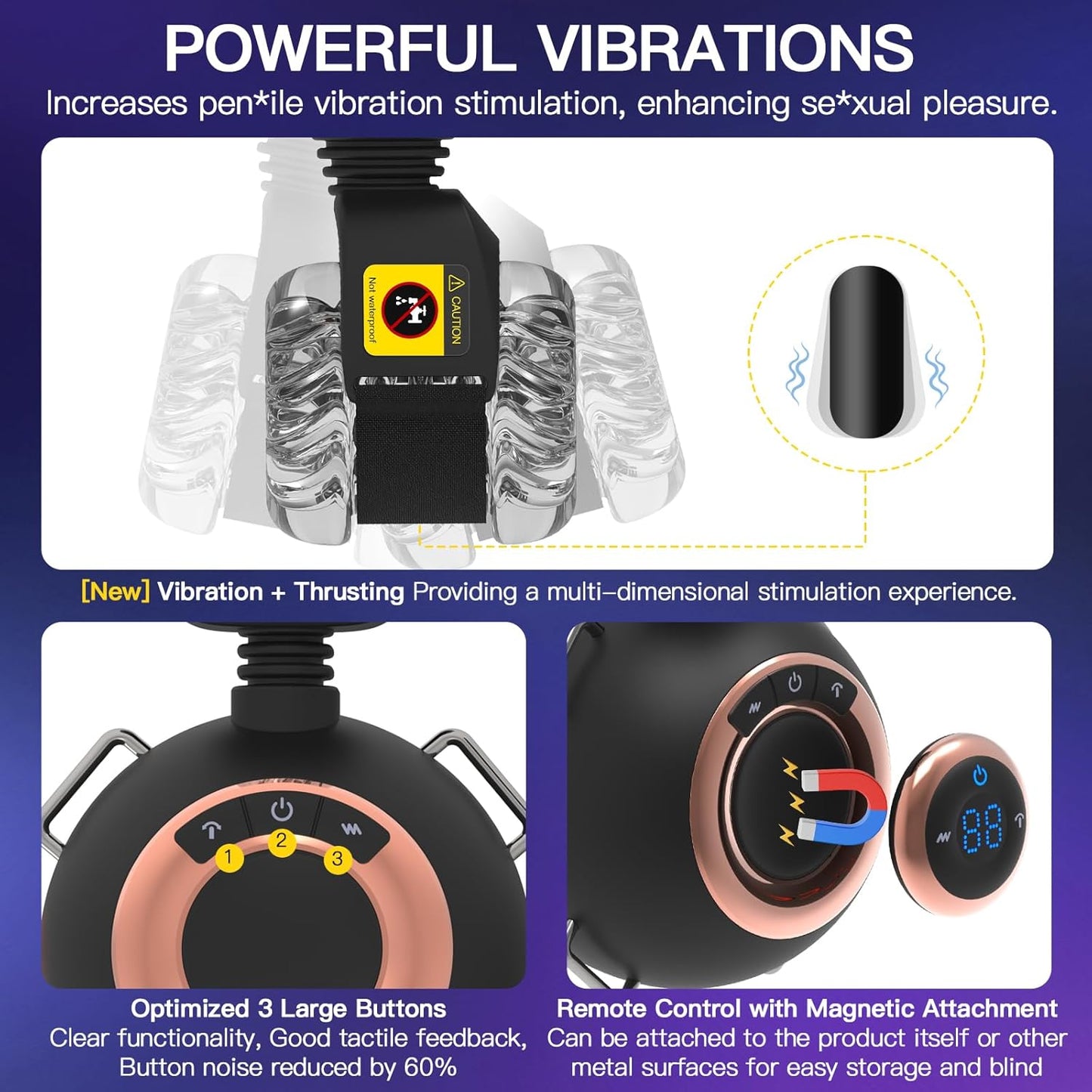 Strap-On Masturbator Sexmachine Stroker mit 9 Vibrationen & Schwingen & Stoßen