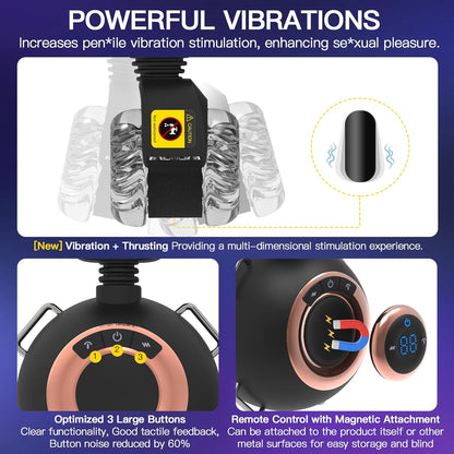 Strap-On Masturbator Sexmachine Stroker mit 9 Vibrationen & Schwingen & Stoßen
