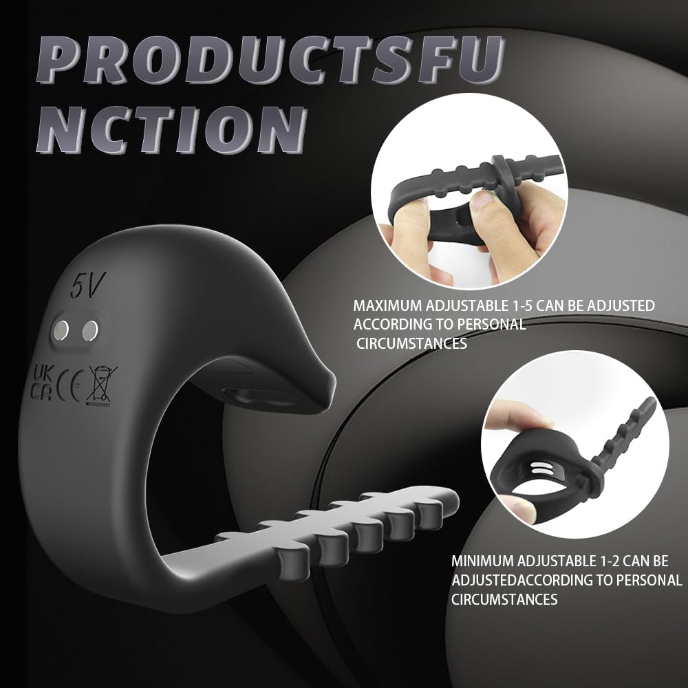 Einstellbarer E-stim Cock Ring Penistrainer mit 5 Elektroschockmodi