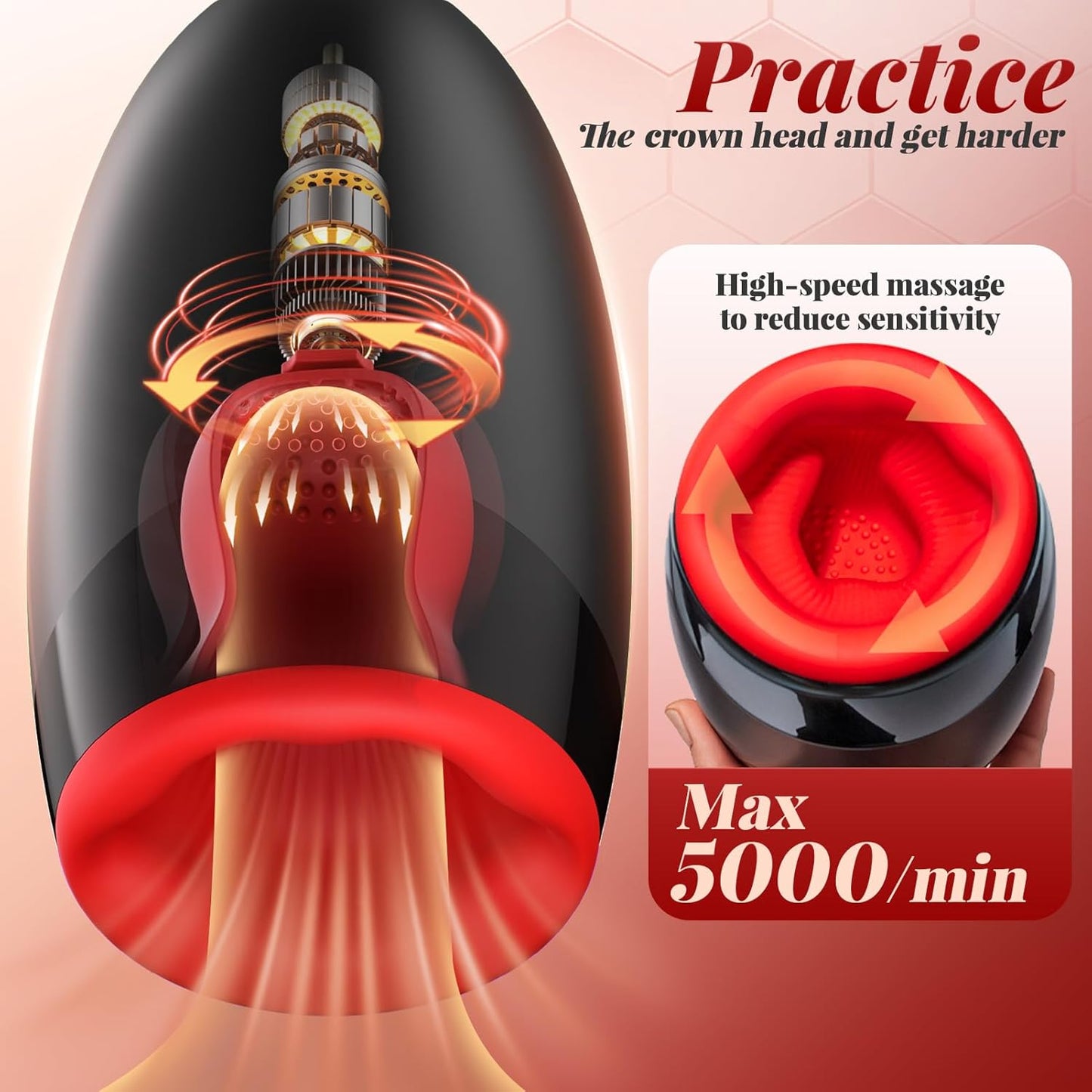 Automatische Masturbator Penistrainer Stroker mit 10 Vibrationsmodi 3 Rotationen 5 Oralsex-Modi