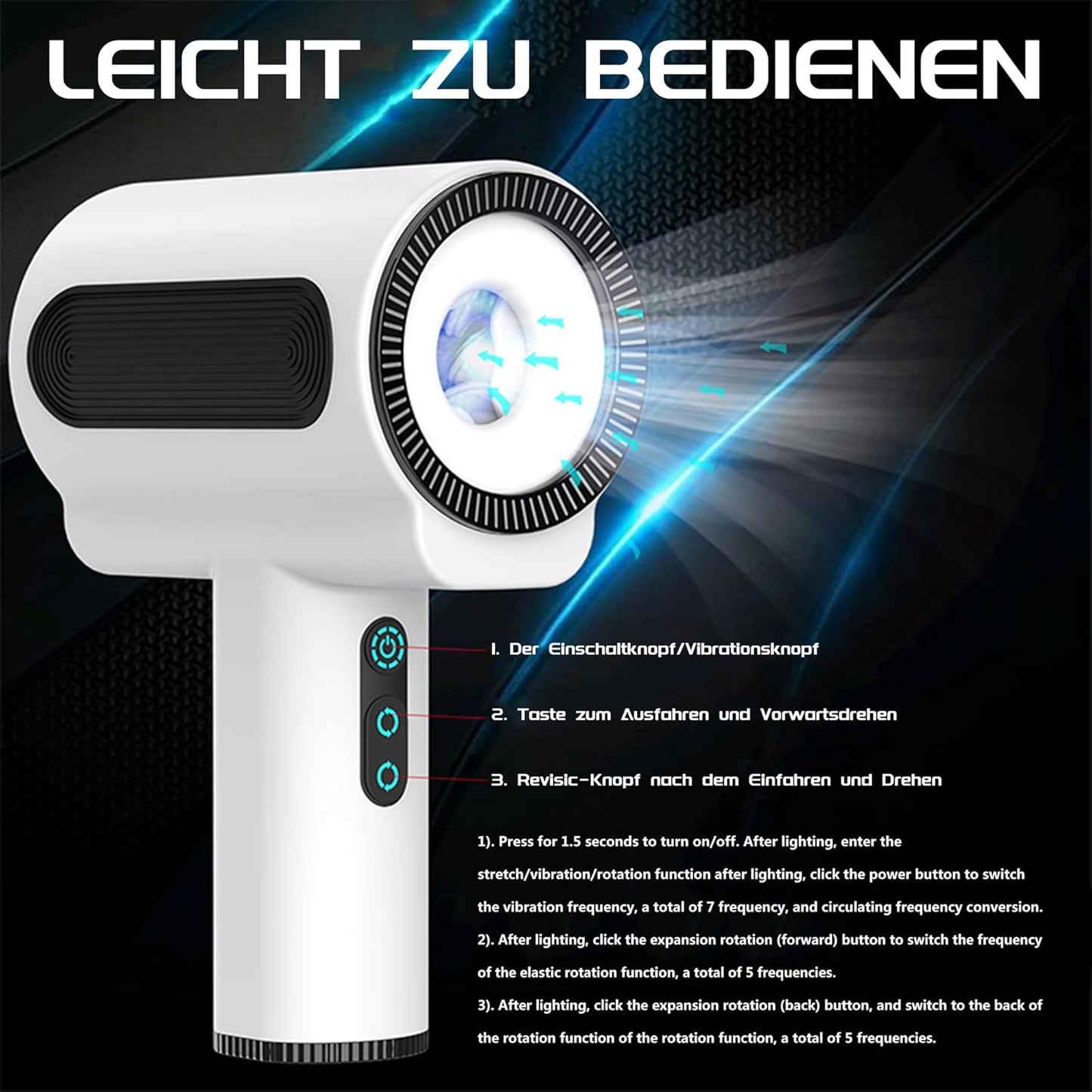 Automatische Masturbator Penistrainer Stroker mit 5 Stoß 5 Rotations und 7 Vibrationsmodi