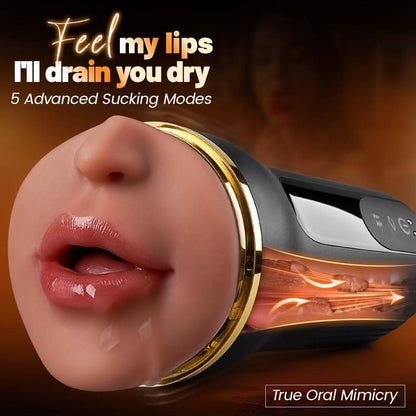 Realistischer Masturbator Penis Stroker Blowjob mit 5 Saug & Vibrationsfunktion