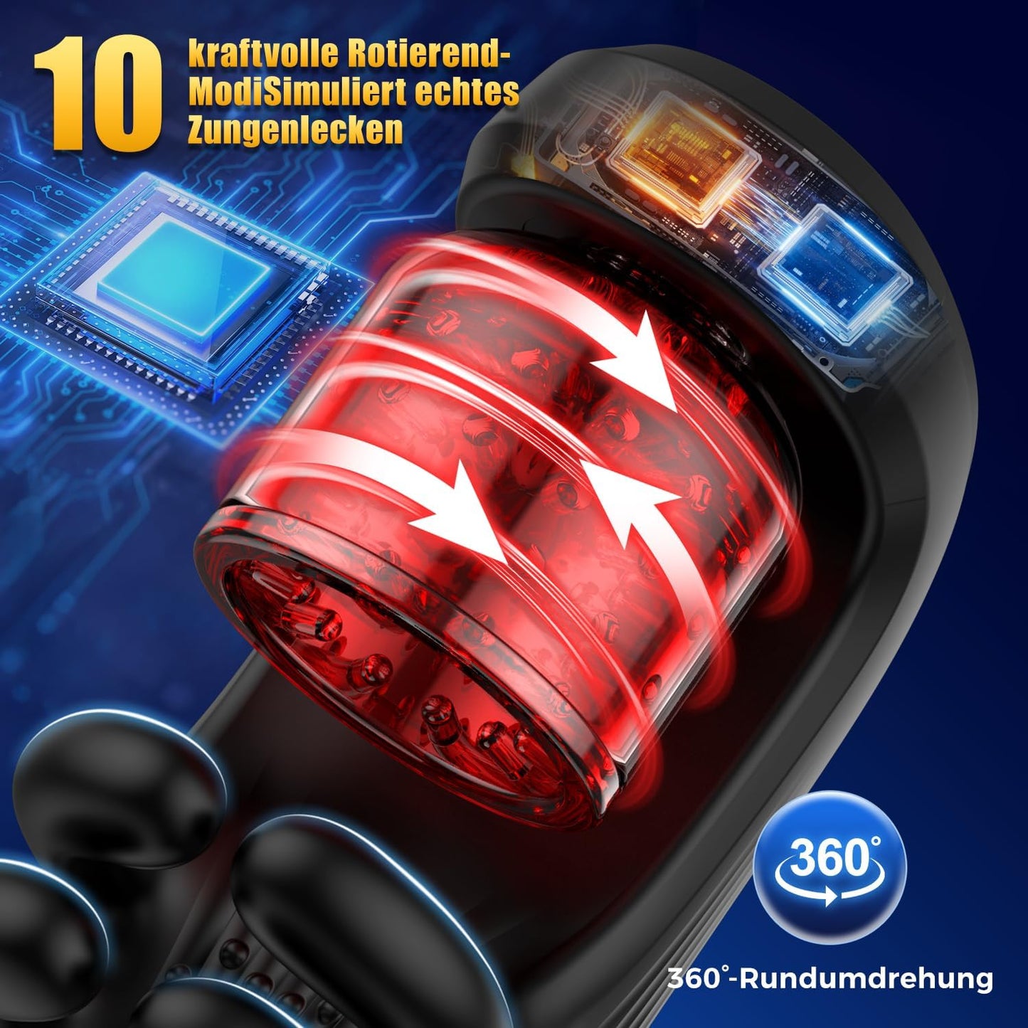 3 IN 1 Penistrainer Eichelvibrator Stroker Blowjob mit  9 Rotations und Vibrationsfunktionen