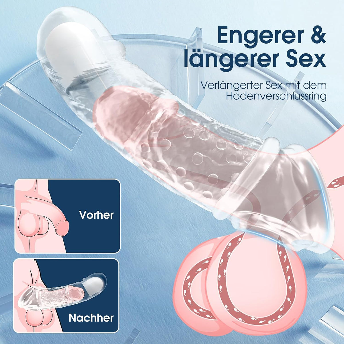 2er-Set Vibrierende Penishülle Penisverlängerung Cockring mit 10 Vibrationsmodi