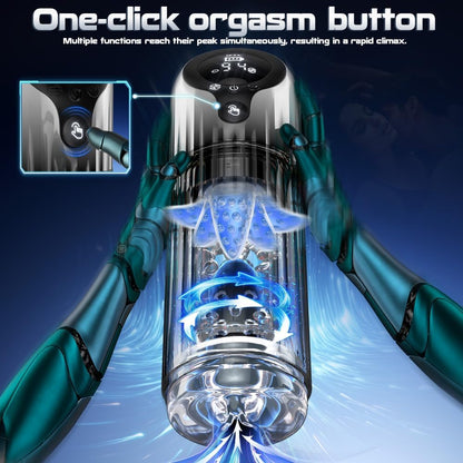 LED-Display Automatischer Masturbator Penispumpe Blowjob mit 9 Rotations & 4 Saug & Leckfunktionen