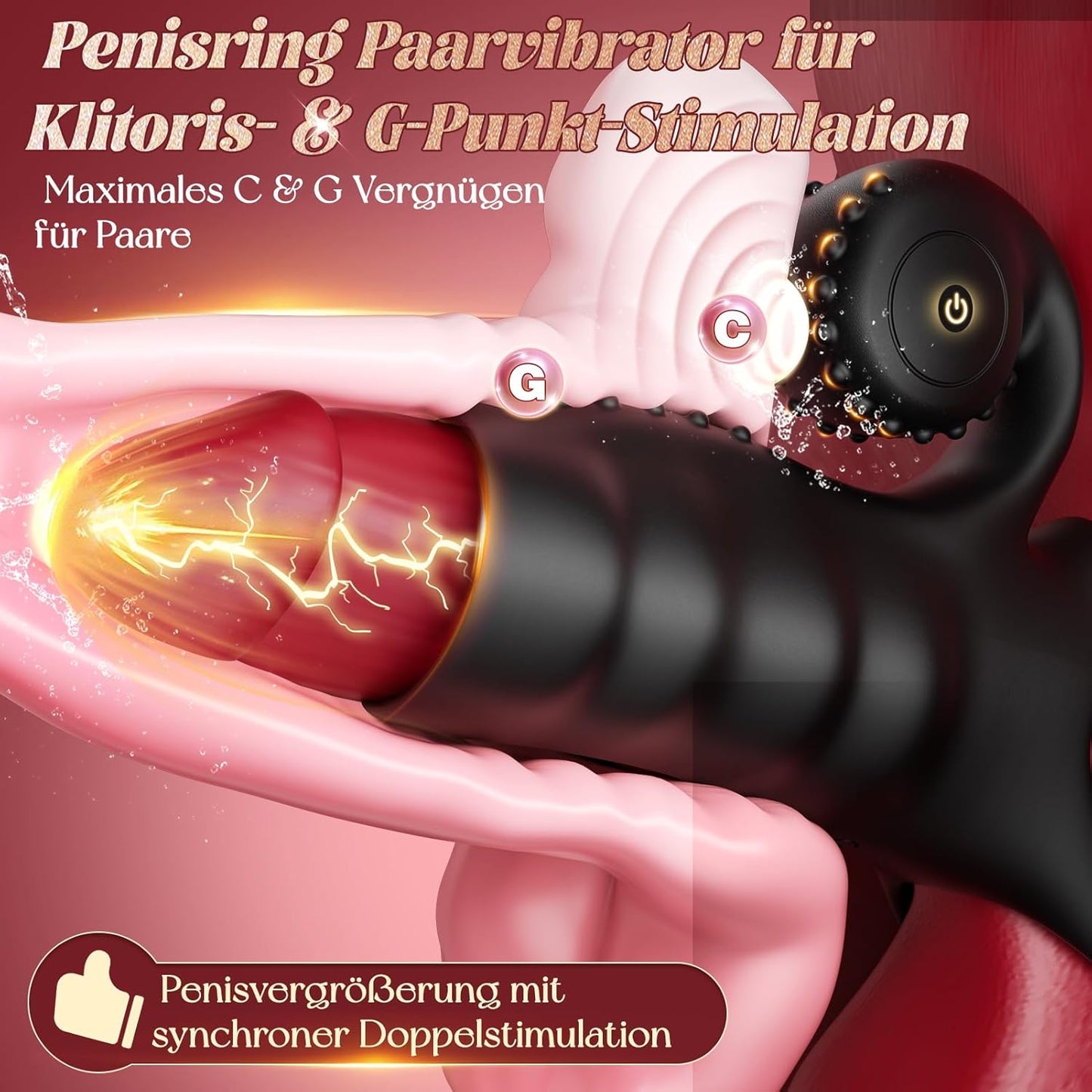Doppelter Motor 4 IN 1 Penisring Vibrator Penishülle mit Klitorisstimulator & 9 Vibrationsmodi