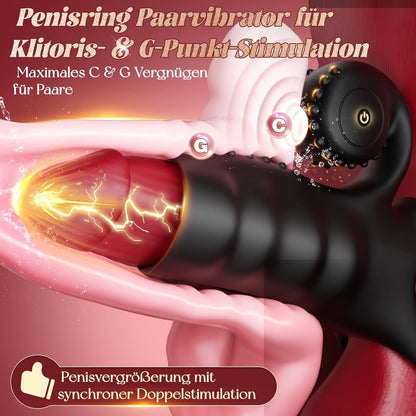 Doppelter Motor 4 IN 1 Penisring Vibrator Penishülle mit Klitorisstimulator & 9 Vibrationsmodi