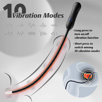 Urethra-Vibrationsstab Penisvibrator Plug Prostatamassager mit 10 Vibrationsmodi