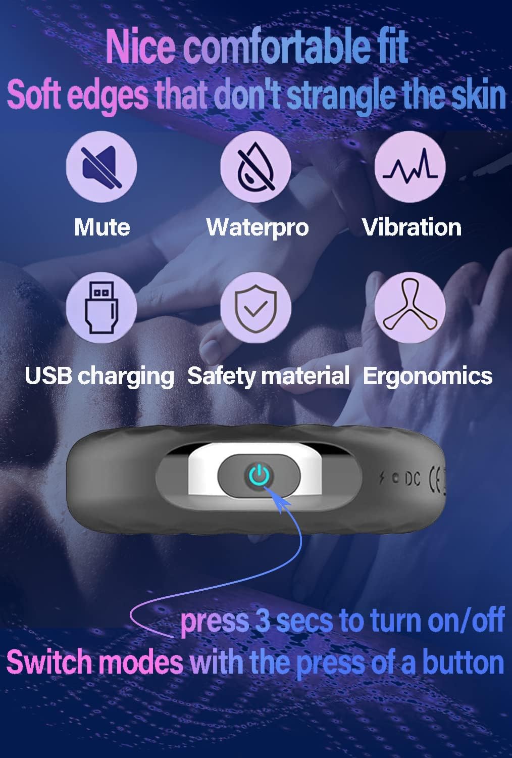 Penis ring cock ring vibrators vibrating stimulator with 10 vibration modes 