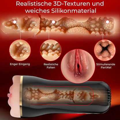 Realistischer Automatische Masturbatoren mit 10 Vibration & 5 Teleskopfunktion Modi