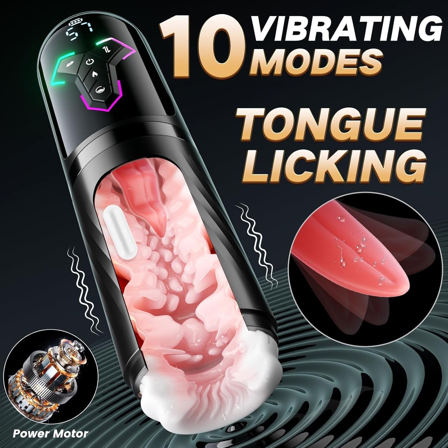 Automatischer Masturbator Stroker Blowjob mit 10 Vibrations & Leckmodi 7 Stoß & 5 Saugmodi