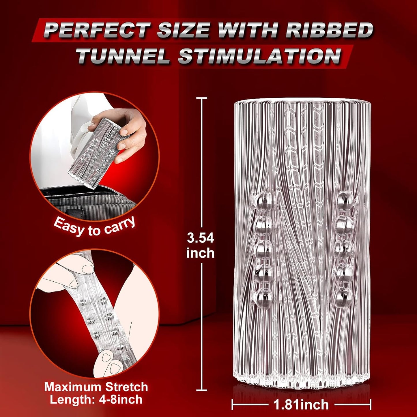 Offener Handjob Eicheltrainer Pocket Pussy Stroker Masturbator mit 15 Lustperlen