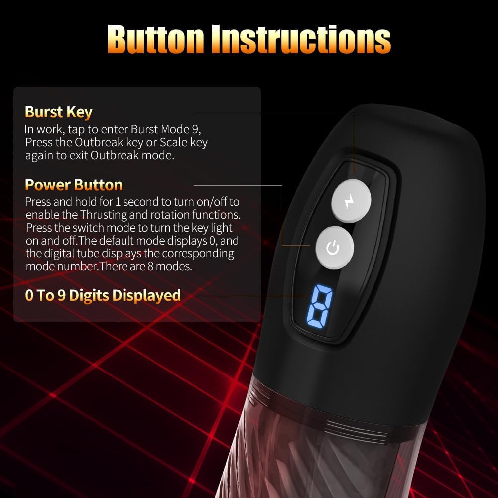 Elektrischer Masturbatoren Eichel Trainer Blowjob mit 9 Rotationsmodi & Teleskopmodi