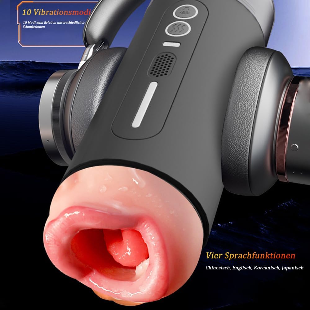 Elektrischer Masturbator Blowjob Taschenmuschi mit 10 Vibrationsmodi & Soundfunktionen