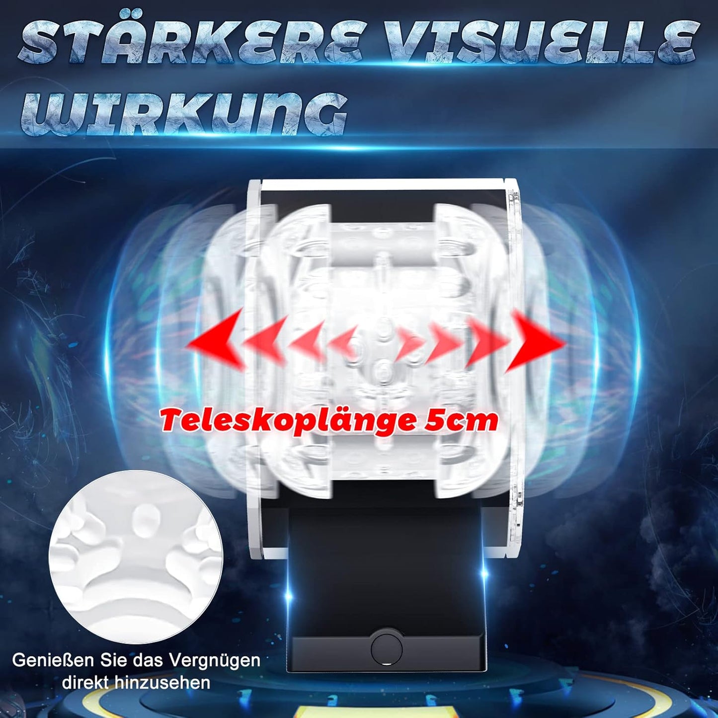 Elektrischer Penistrainer Stroker mit 7 Teleskopfunktion und Vibrationsfunktion