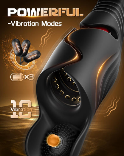 Aufklappbarer Penis Trainer Vibrator Masturbator mit 10 Vibrations & Zungenlecken Modi