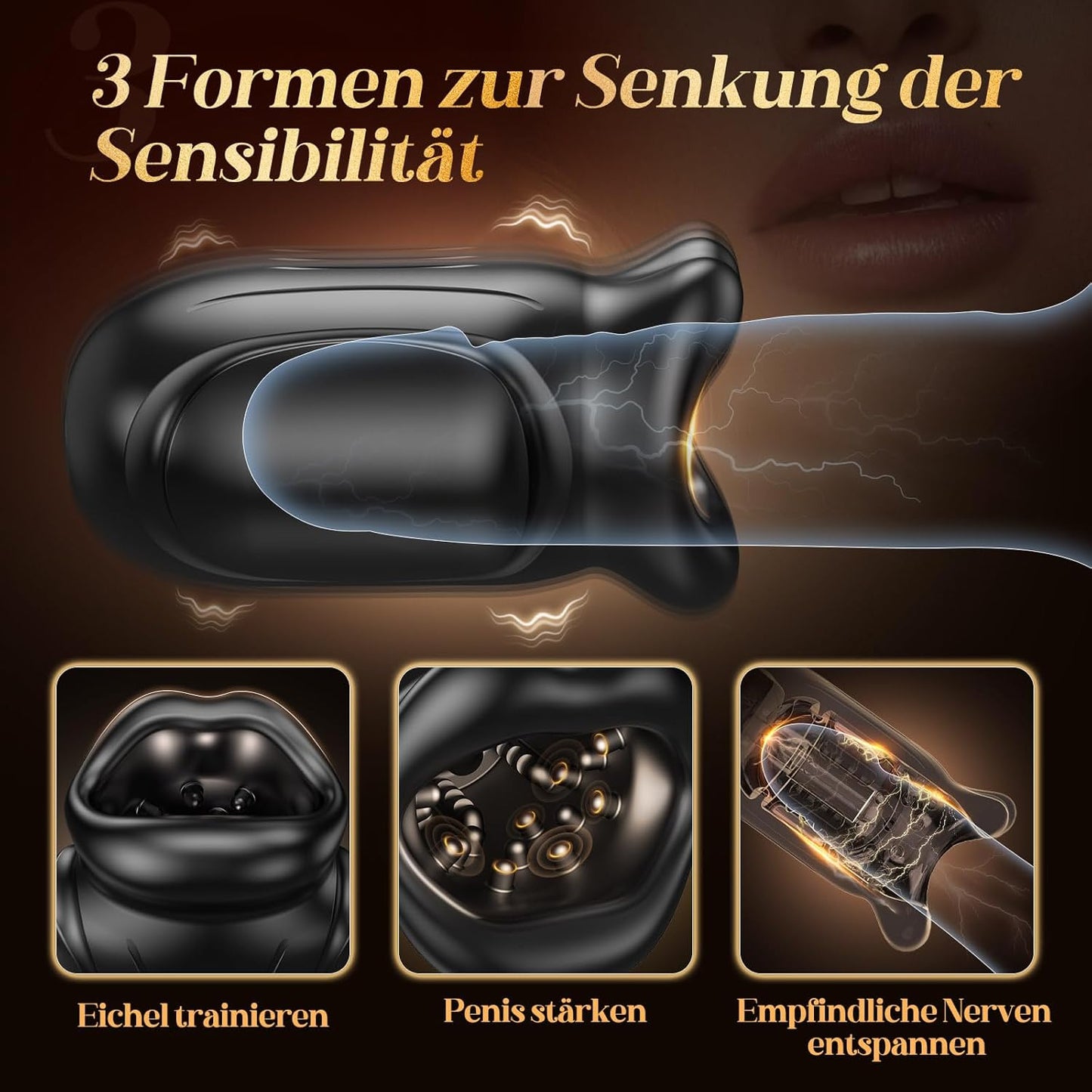 4 in 1 Elektrischer Oralsex Masturbieren Eichel Stimulator Penistrainer mit 10 Vibrations