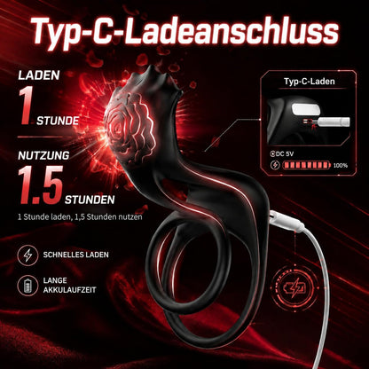Dual Penistrainer Vibrator Cockring Klitoris-Stimulator mit APP & 9 Vibrationsmodi