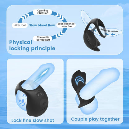 Penisring Vibrator Eicheltrainer Massage mit 10 Vibrationsmodi + Fernbedienung