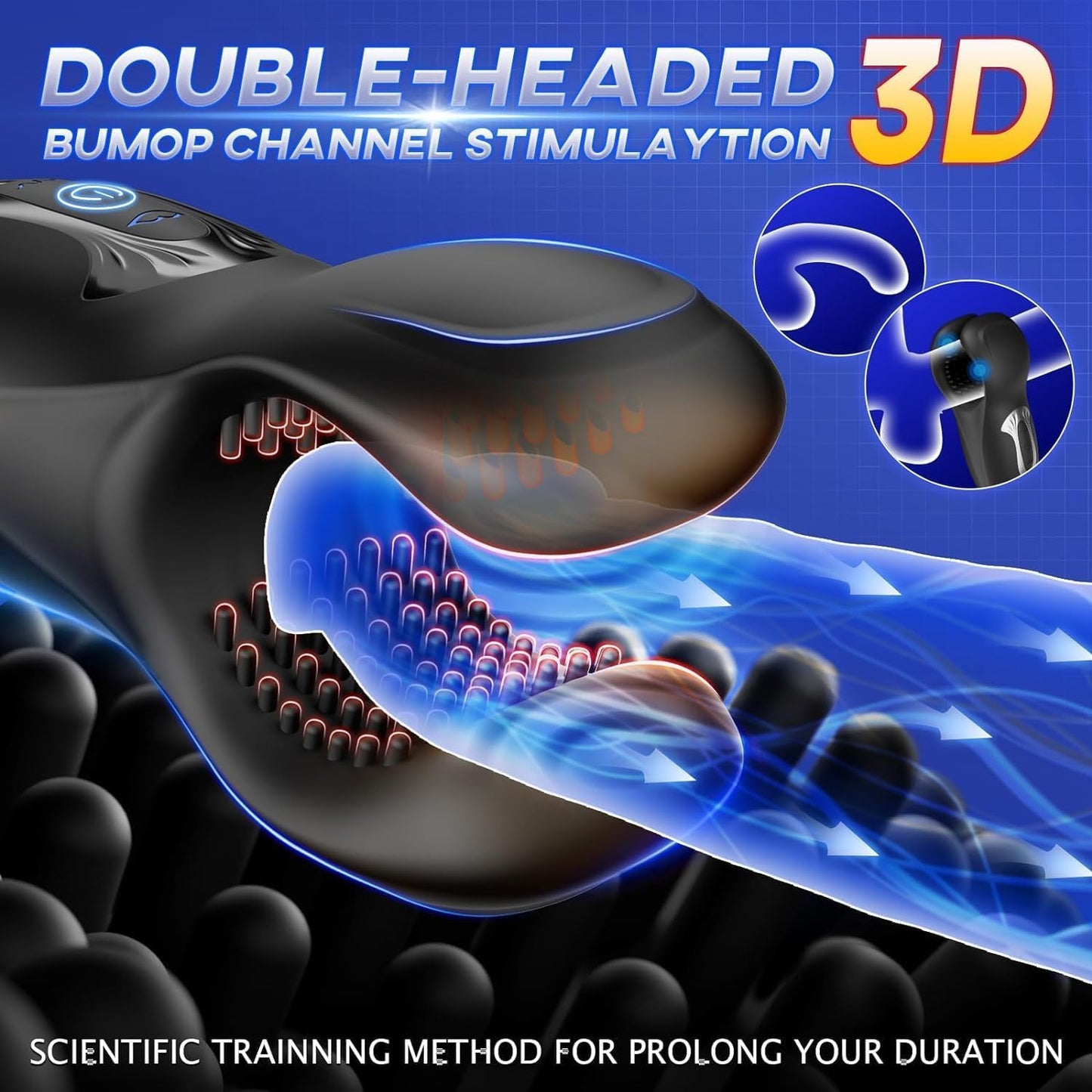 3-in-1 penisstimulator, penistrainer, 10 bijtmodi en 10 vibratiemodi 