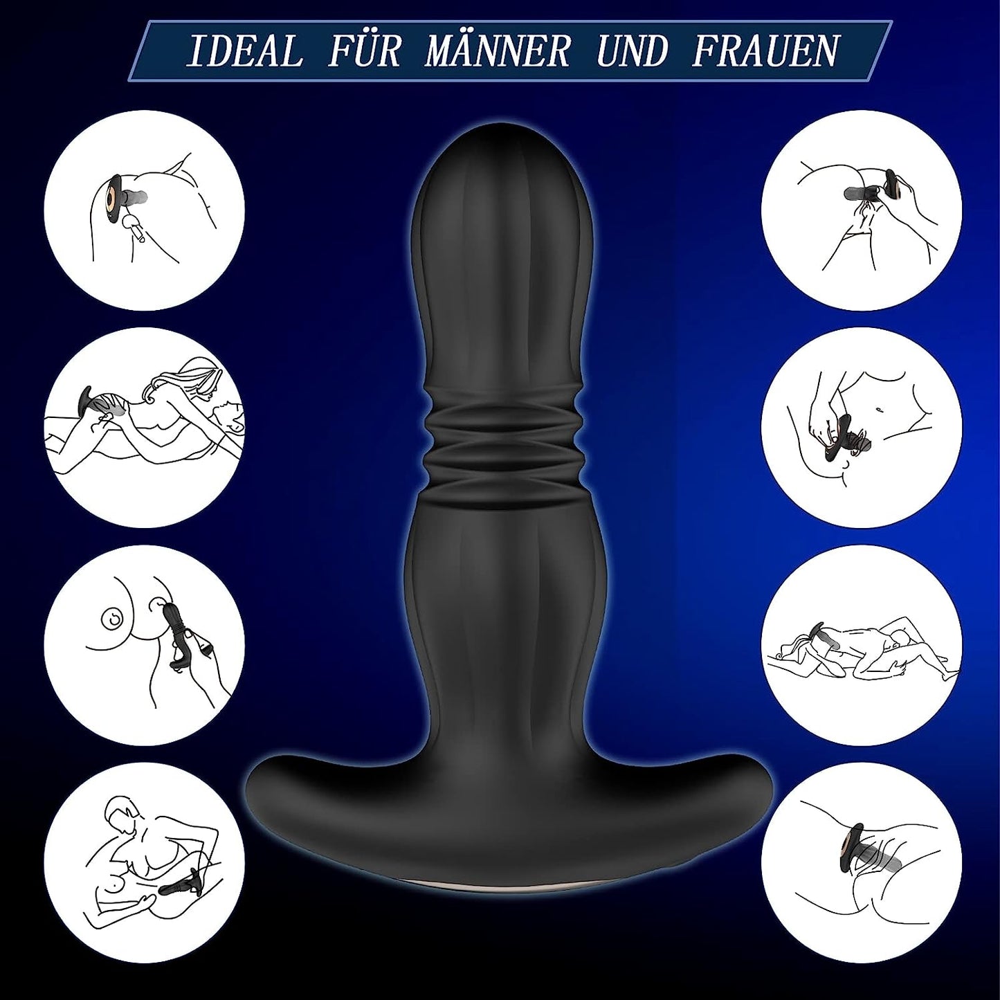 Anale vibrators met stuwkrachtfunctie Anale vibrator met 7 vibratiemodi 7 stuwkrachtmodi 