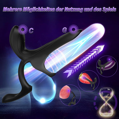 3 in 1 Dual Penisring Vibrator Prostata Analplug mit 9 Vibrationsmodi