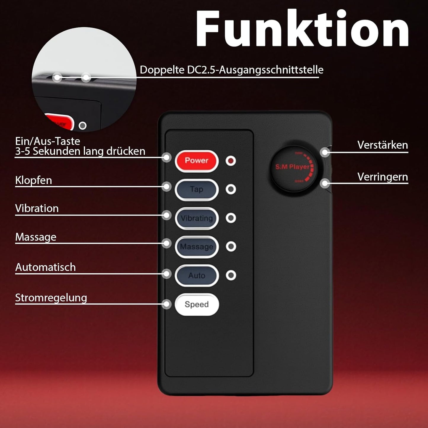 BDSM Hoden Trageverschluss Penis Hodenhülle mit 9 Intensitätsstufen und 4 verschiedene Modi