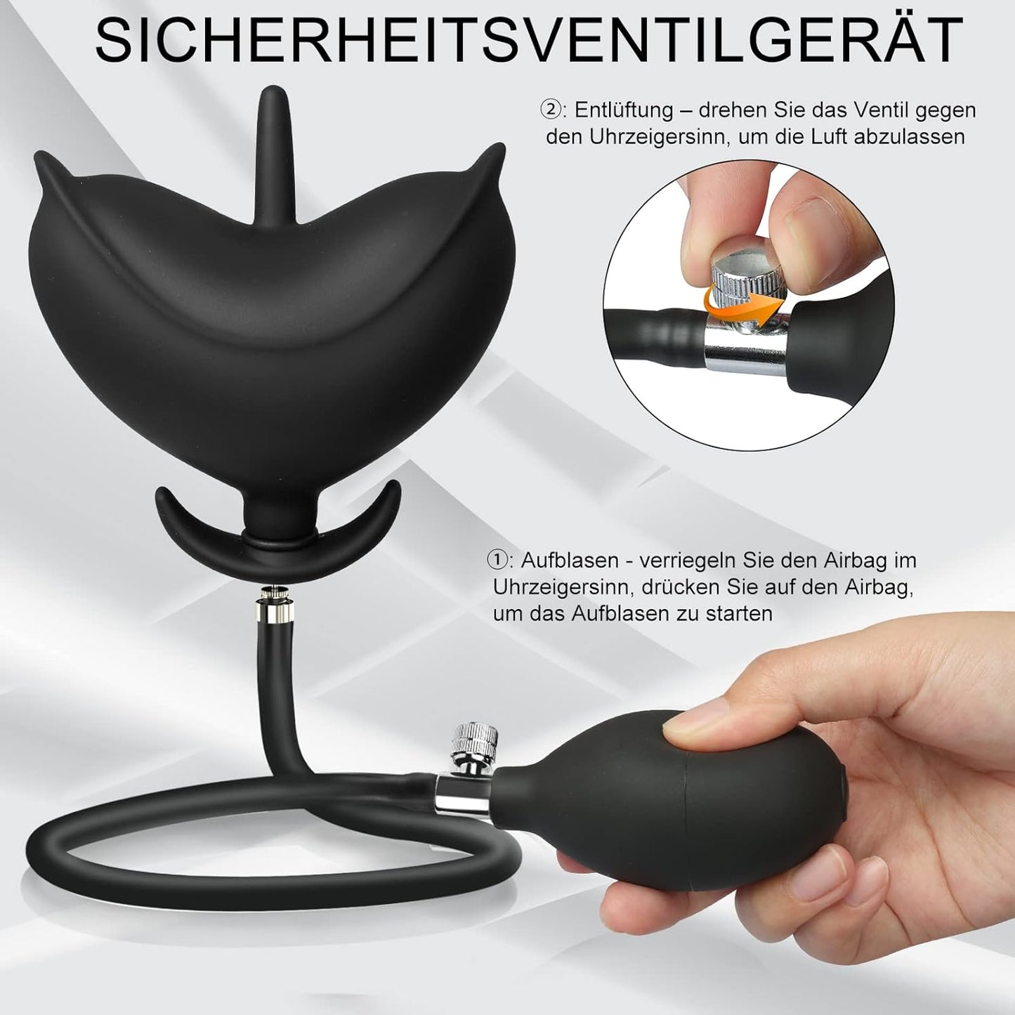 ABNEHMBARE LUFTPUMPE Medizinisches Flüssigsilikon Aufblasbar Analplug Buttplug