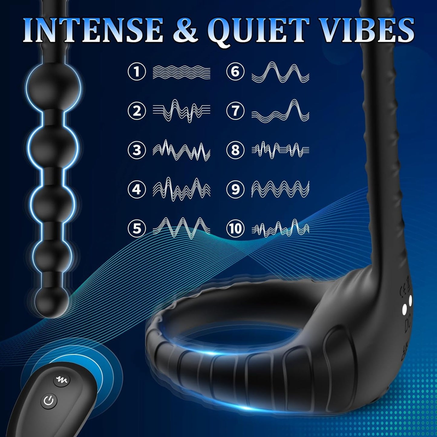 3-in-1 Lustmeister penisring anaalkralen buttplug met 10 vibraties 